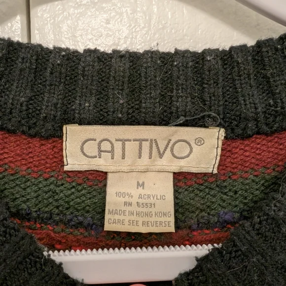 Men's Vintage Cattivo Geometric Print Sweater - Picture 3 of 10